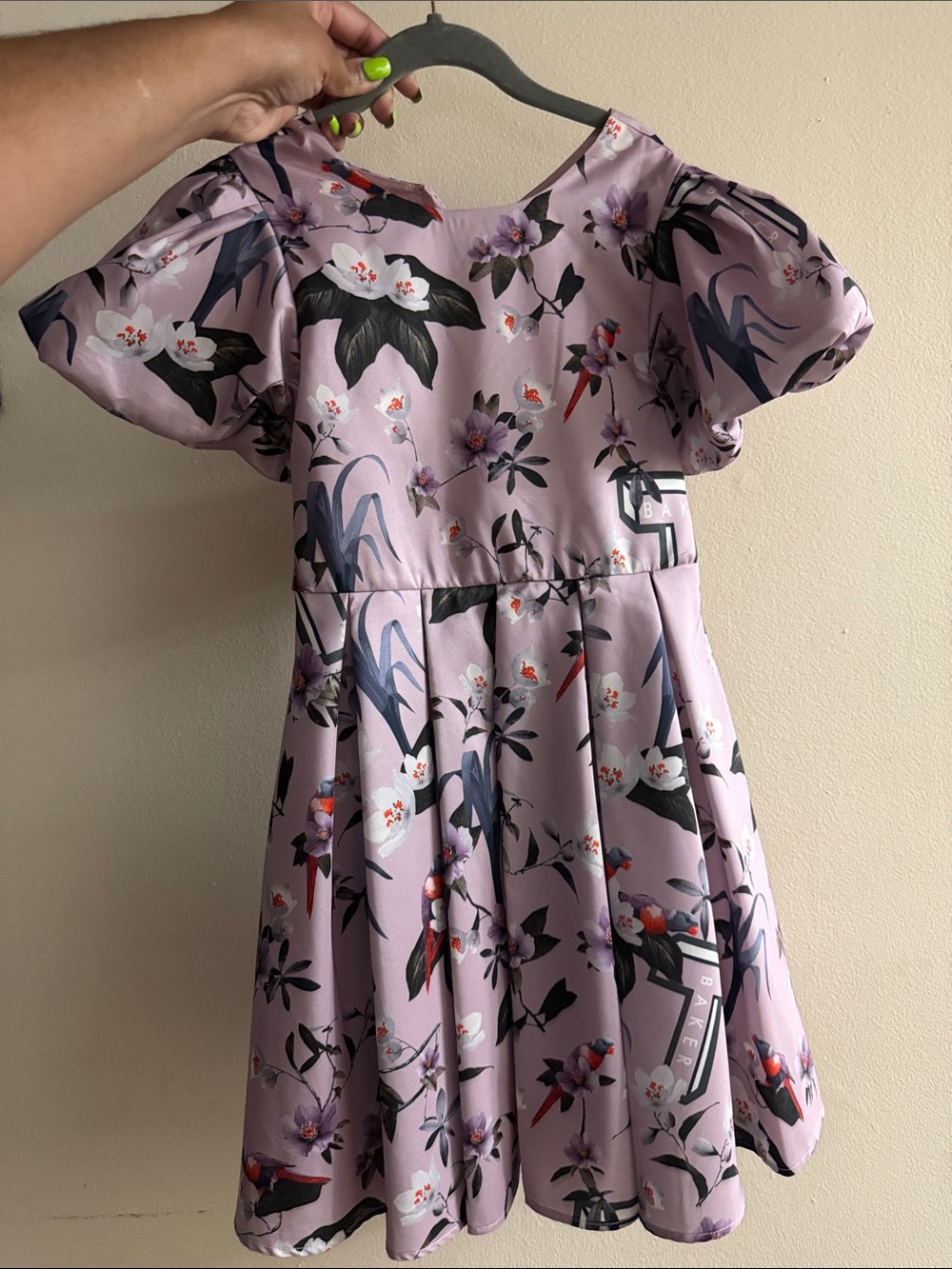 Ted Baker Lilac Floral Puff-Sleeve Party Dress - Picture 4 of 5